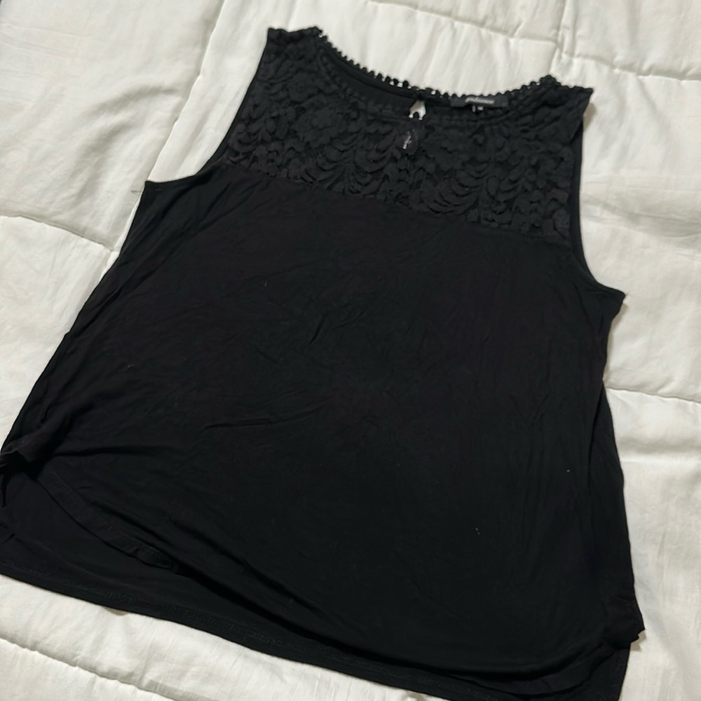 Black lace detail top